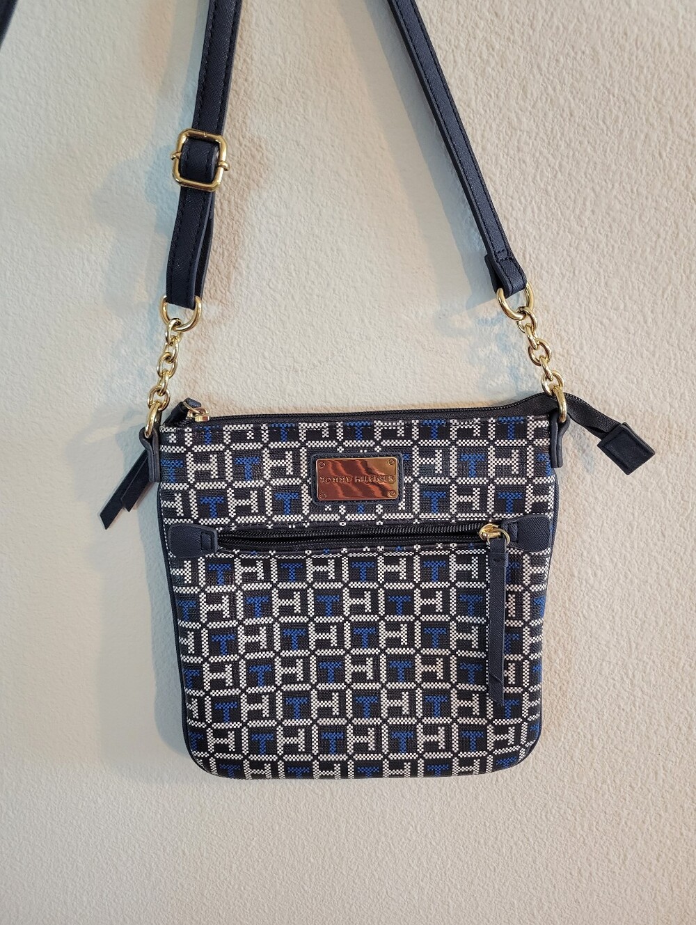 Tommy Hilfiger Navy Blue Geometric Crossbody Bag